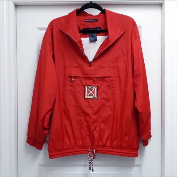 𝅺rare VINTAGE ESCADA SPORT RED WINDBREAKER - Picture 1 of 3